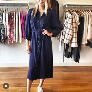 XiRena Deep Twilight Tie Waist Midi